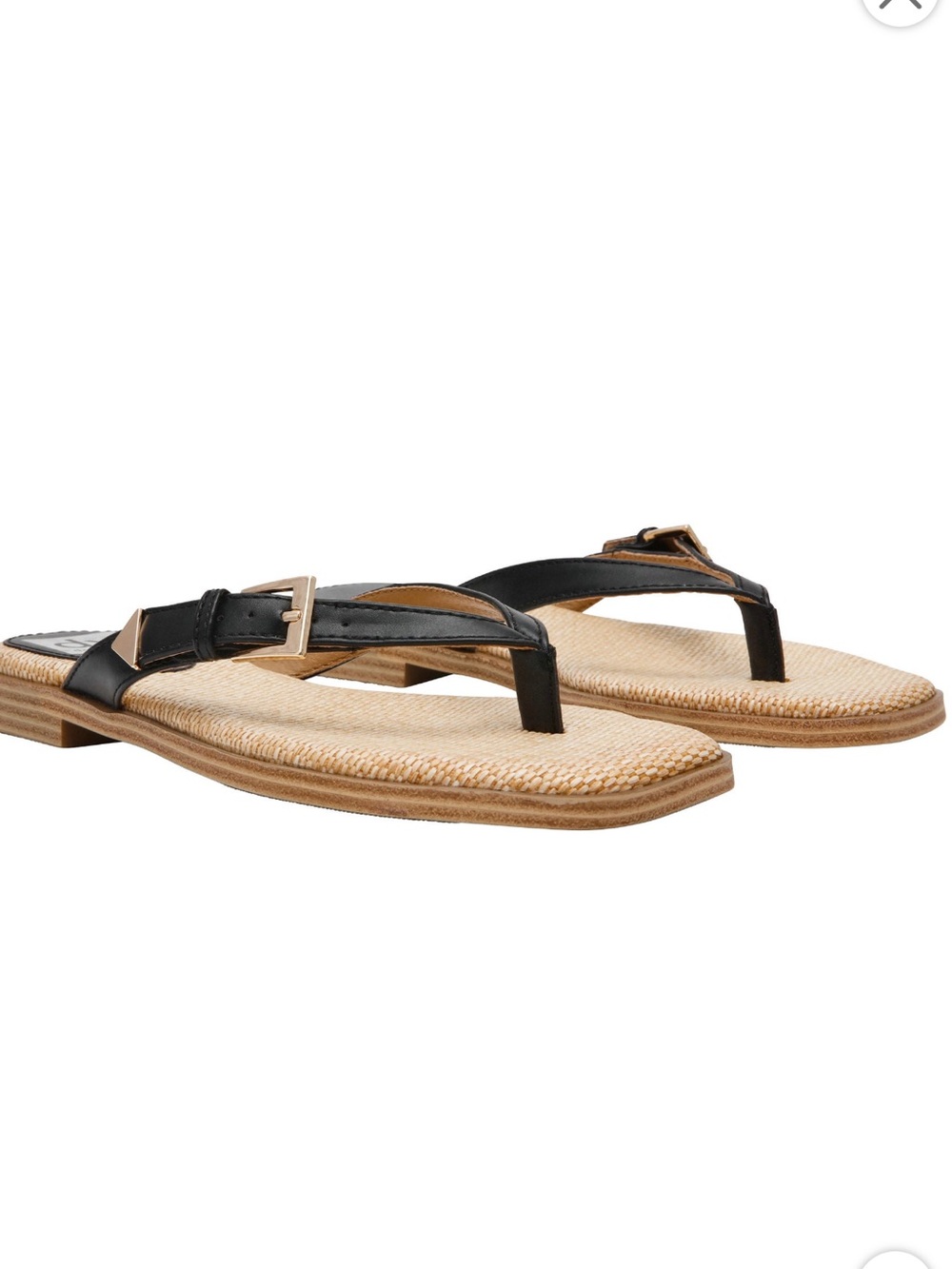 DV by dolce vita Black Thong Sandals with Woven Footbed